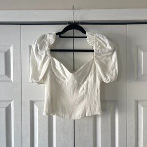 Aritzia Wilfred White Novella Puff Sleeve Blouse - Size Small
